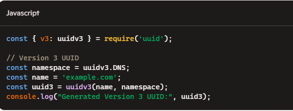 Javascript code to generate version 3 UUID