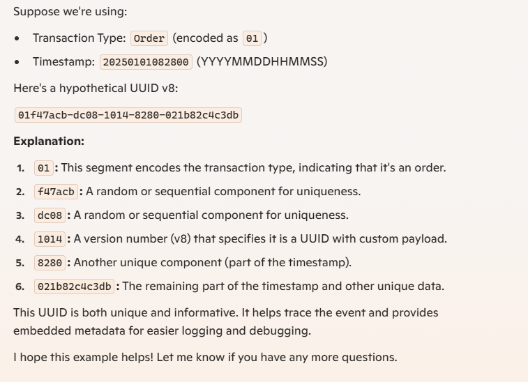 Example containing how to implement version 8 UUID